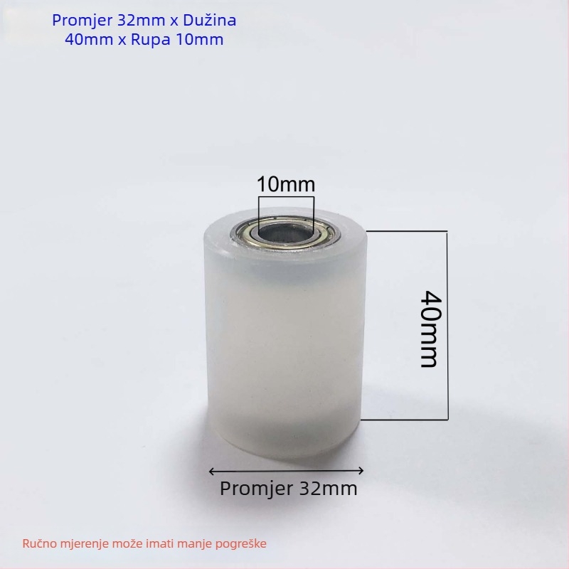 Nylon kotač s dvostrukim ležajem i vodilnim pričvršćivačem – otporan na habanje, jedan kotač, dimenzije 40x100, otvor 10 mm