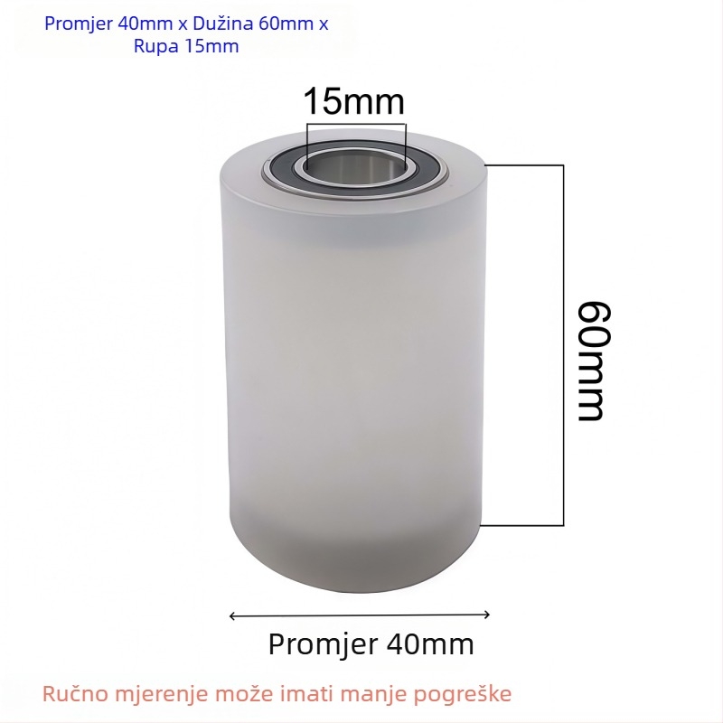 Nylon kotač s dvostrukim ležajem i vodilnim pričvršćivačem – otporan na habanje, jedan kotač, dimenzije 40x100, otvor 10 mm