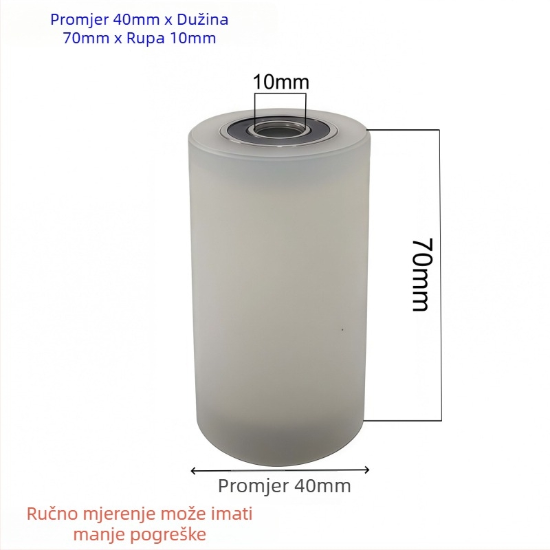 Nylon kotač s dvostrukim ležajem i vodilnim pričvršćivačem – otporan na habanje, jedan kotač, dimenzije 40x100, otvor 10 mm