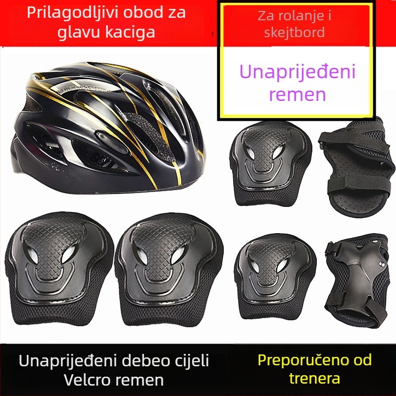 Set zaštitne opreme za rolanje – kaciga, zaštita dlanova, lakta i koljena, s pjenastom podlogom
