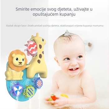 Set igračaka za kupanje djece: crtani žirafa i patka za igru u vodi s okretnoj vodnoj žlicom – Materijal: plast, 3–6 godina, zatvoreno pakiranje, mogućnost prilagođavanja loga