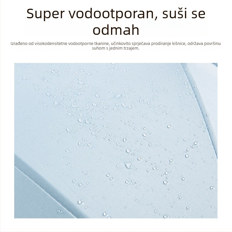 Dugi suncobran s 8 vlaknastih rebara, aluminijski okvir i drška, automatsko otvaranje, UPF50+ zaštita