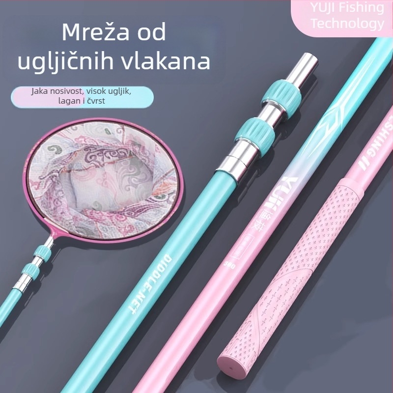 Karbonski štap za mrežu za ribolov – ultra lagan, ultra čvrst, komplet s mrežom i torbom za velike ribe