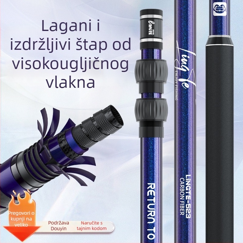 Teleskopska mrežna šipka – aluminijska legura, dvije sekcije, promjer otvora mreže 40 cm, dubina mreže 42 cm, težina 300 g
