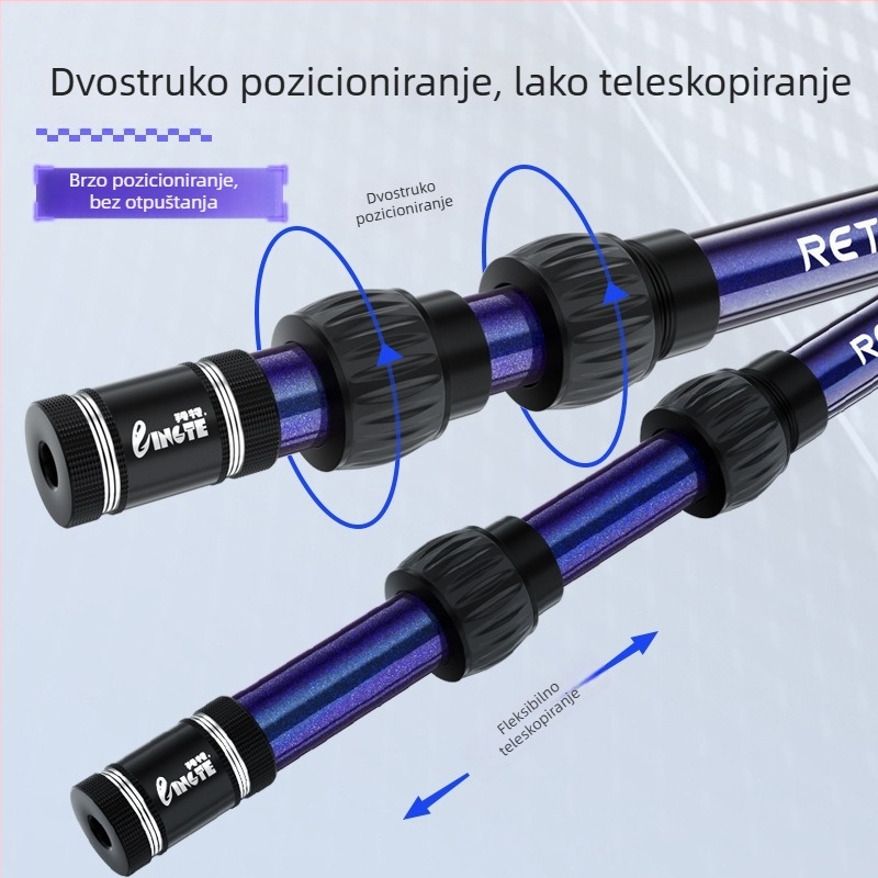 Teleskopska mrežna šipka – aluminijska legura, dvije sekcije, promjer otvora mreže 40 cm, dubina mreže 42 cm, težina 300 g