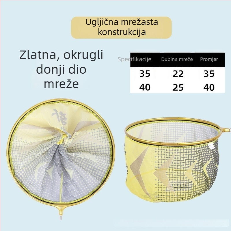 Lagana zamjenjiva mrežasta glava od karbonske legure za ribolov, brzo suši, mreža s finim uzorkom, anti-zakačenju