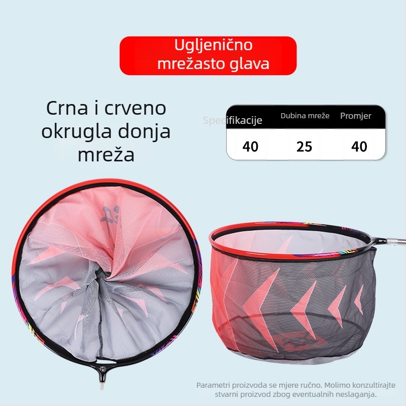 Lagana zamjenjiva mrežasta glava od karbonske legure za ribolov, brzo suši, mreža s finim uzorkom, anti-zakačenju