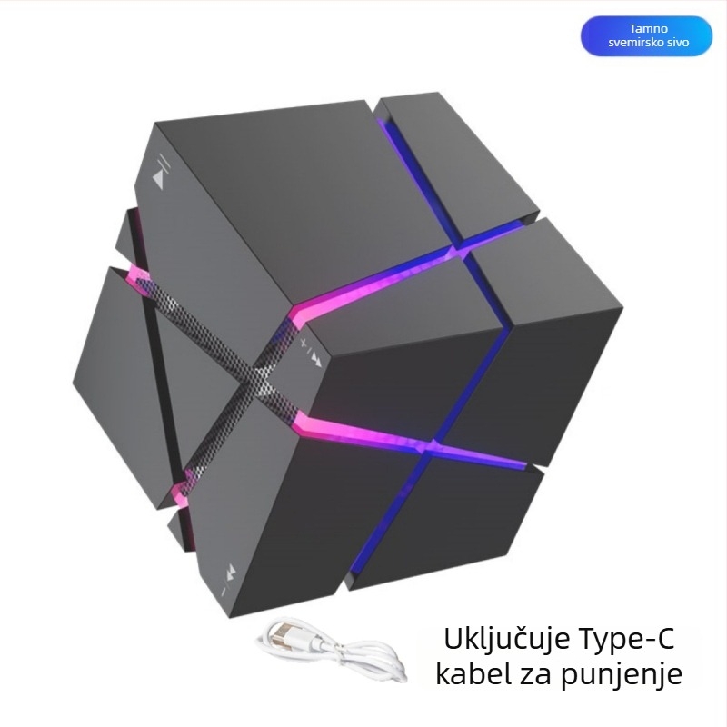 Kockasti Bluetooth zvučnik – Bluetooth 5.0, 3W, baterija 500–800 mAh, frekvencijski raspon 60 Hz–15 kHz, domet 10 m