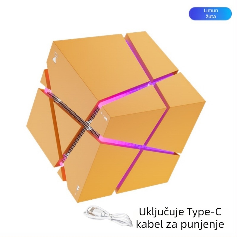Kockasti Bluetooth zvučnik – Bluetooth 5.0, 3W, baterija 500–800 mAh, frekvencijski raspon 60 Hz–15 kHz, domet 10 m