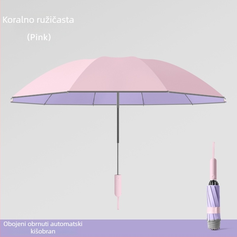Automatska kišobran za sunce i kišu, trodijelni dizajn, 210T tkanina, UV zaštita UPF > 50, moguć ispis loga