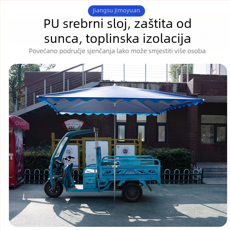 Suncani kišobran s dugom drškom, čelični okvir i središnji štap, 6 rebara, Oxford platno sa srebrnim premazom, UPF >50