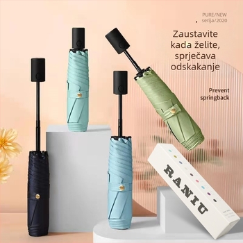 Ultra lagani automatski kišobran sa 6 rebara, aluminijski štap, poliester tkanina 210T, UV zaštita UPF50+