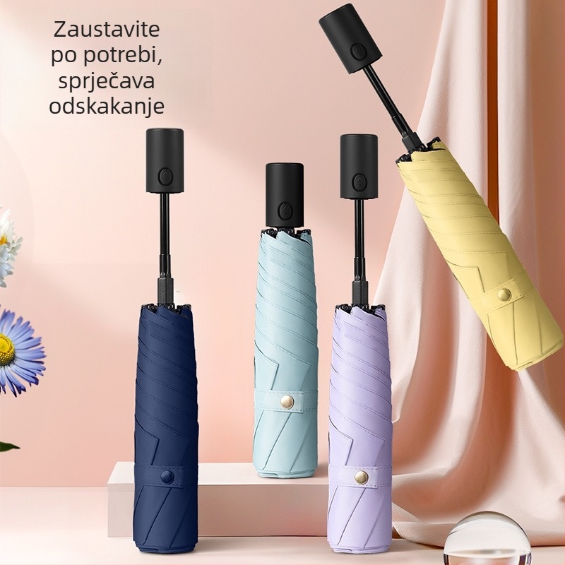 Ultra lagani automatski kišobran sa 6 rebara, aluminijski štap, poliester tkanina 210T, UV zaštita UPF50+