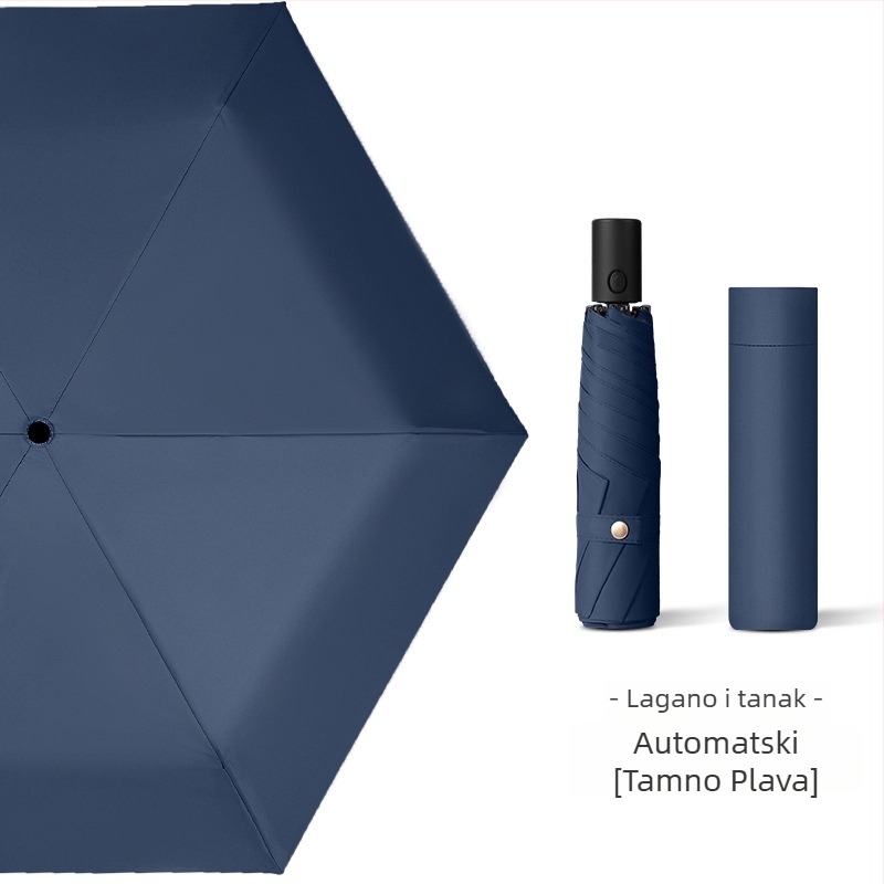 Ultra lagani automatski kišobran sa 6 rebara, aluminijski štap, poliester tkanina 210T, UV zaštita UPF50+