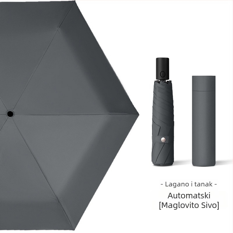 Ultra lagani automatski kišobran sa 6 rebara, aluminijski štap, poliester tkanina 210T, UV zaštita UPF50+