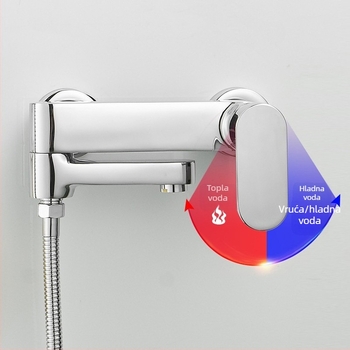 Ugradbeni bakreni tuš mješalica s keramičkim ventilem, ugradnja u zid, podiznim načinom rada