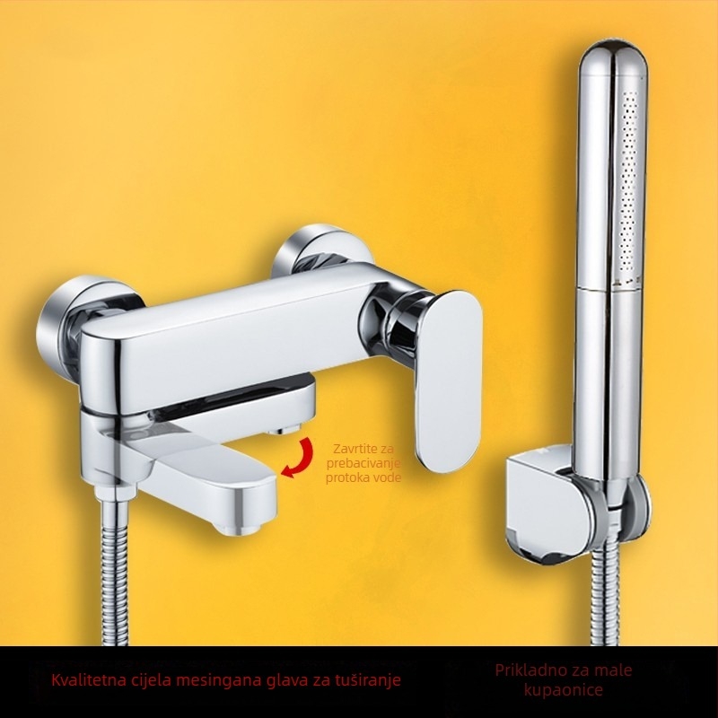 Ugradbeni bakreni tuš mješalica s keramičkim ventilem, ugradnja u zid, podiznim načinom rada