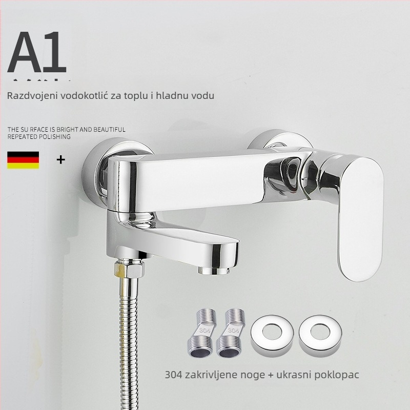 Ugradbeni bakreni tuš mješalica s keramičkim ventilem, ugradnja u zid, podiznim načinom rada