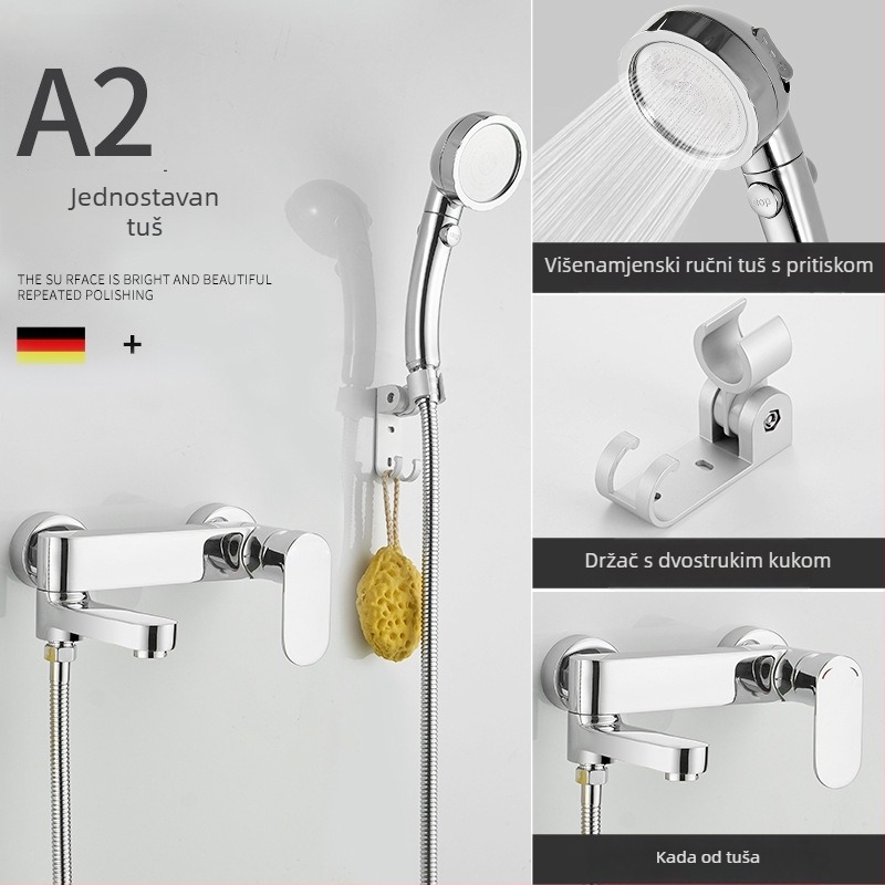 Ugradbeni bakreni tuš mješalica s keramičkim ventilem, ugradnja u zid, podiznim načinom rada