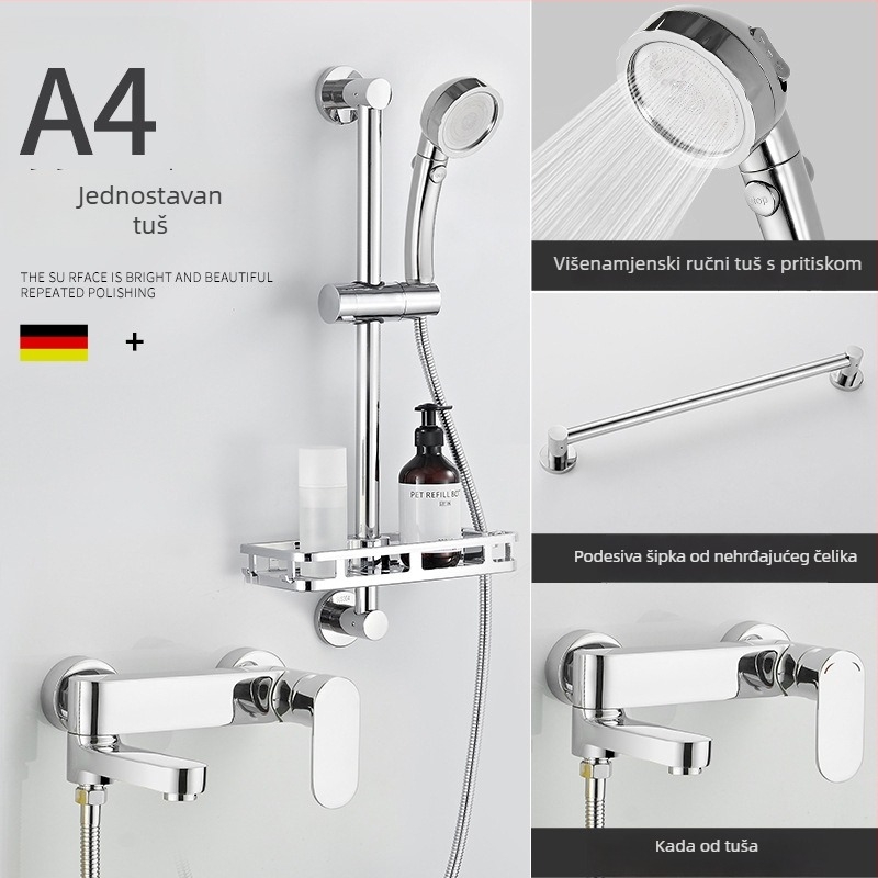 Ugradbeni bakreni tuš mješalica s keramičkim ventilem, ugradnja u zid, podiznim načinom rada