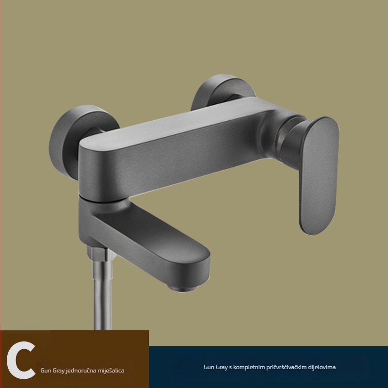 Ugradbeni bakreni tuš mješalica s keramičkim ventilem, ugradnja u zid, podiznim načinom rada