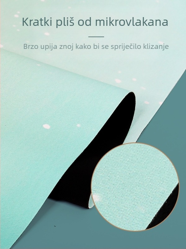 Joga prostirka od brušene gume s ručnikom protiv klizanja, sklopa i prijenosna, ultra-tanka 1,5 mm, za početnice žene