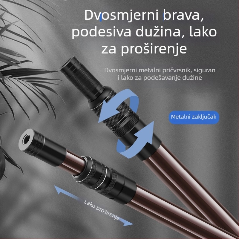 Set teleskopskih karbonskih štapova za mrežu – ultralagan, visoka čvrstoća, uključuje glavu mreže za velike ribe