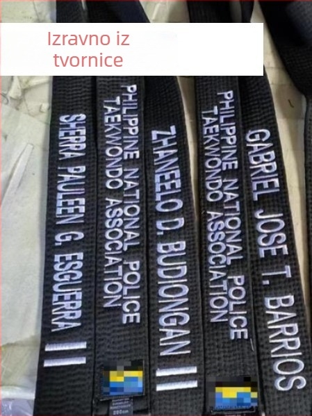 Odrasli Taekwondo pojas s izšivenim imenom i graviranjem – pamuk tkanina 85% s podlogom od lanu-mješavine 85% – pogodan za Taekwondo