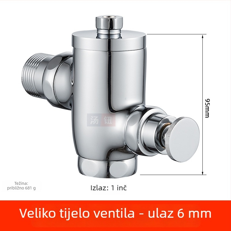 Ugradena u zid skrivena ventila za ispiranje klozeta u čučnju, 1-inčni ručni odgađeni ispiranje, pedalni prekidač, model 311B, bakar
