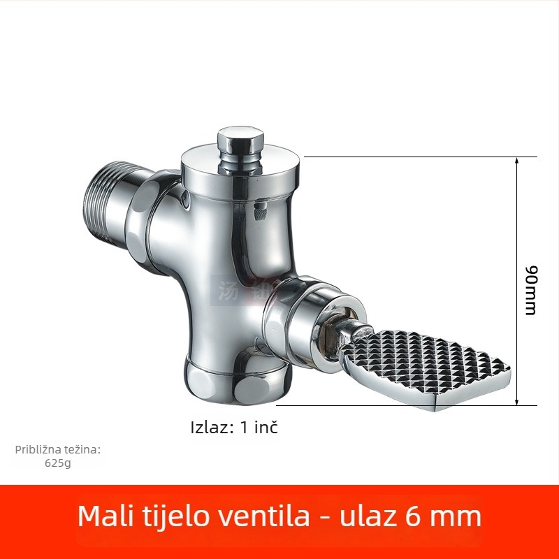 Ugradena u zid skrivena ventila za ispiranje klozeta u čučnju, 1-inčni ručni odgađeni ispiranje, pedalni prekidač, model 311B, bakar