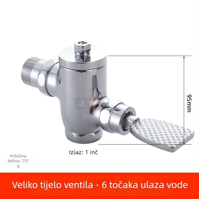 Ugradena u zid skrivena ventila za ispiranje klozeta u čučnju, 1-inčni ručni odgađeni ispiranje, pedalni prekidač, model 311B, bakar