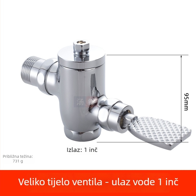 Ugradena u zid skrivena ventila za ispiranje klozeta u čučnju, 1-inčni ručni odgađeni ispiranje, pedalni prekidač, model 311B, bakar