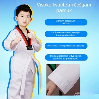 Taekwondo trening jakna za djecu i odrasle, dugim i kratkim rukavima, jednobojna boja, vanjski materijal pamuk-mješavina 65%, podstava pamuk