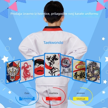 Taekwondo trening jakna za djecu i odrasle, dugim i kratkim rukavima, jednobojna boja, vanjski materijal pamuk-mješavina 65%, podstava pamuk