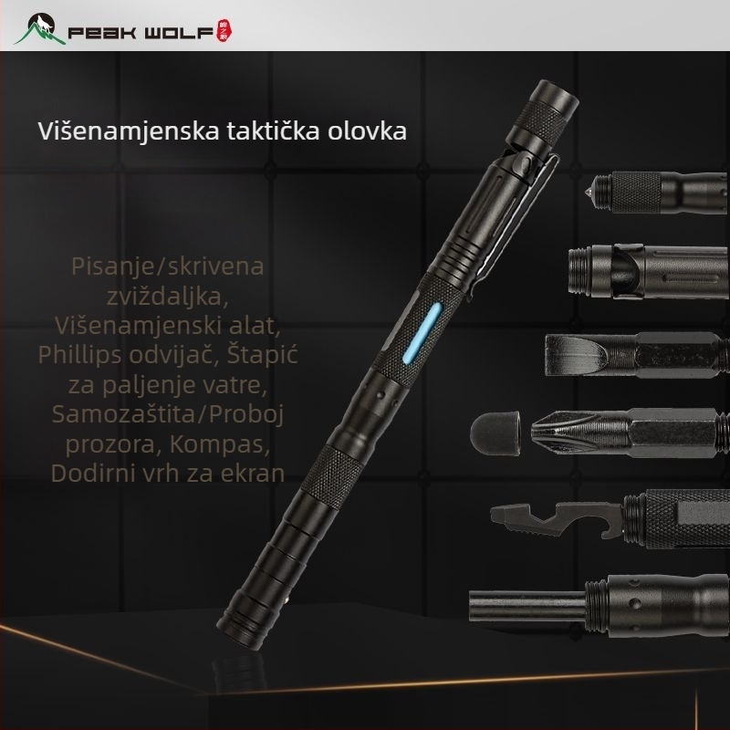 Višenamjensko pero za samoodbranu s kompasom za preživljavanje na otvorenom