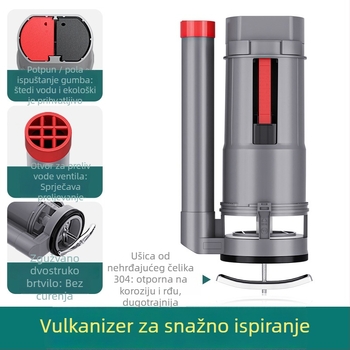 Ventil za punjenje spremnika toaleta, univerzalni gornji odvodni ventil, ABS, ručno pritiskanje za ispiranje, odvod na pod