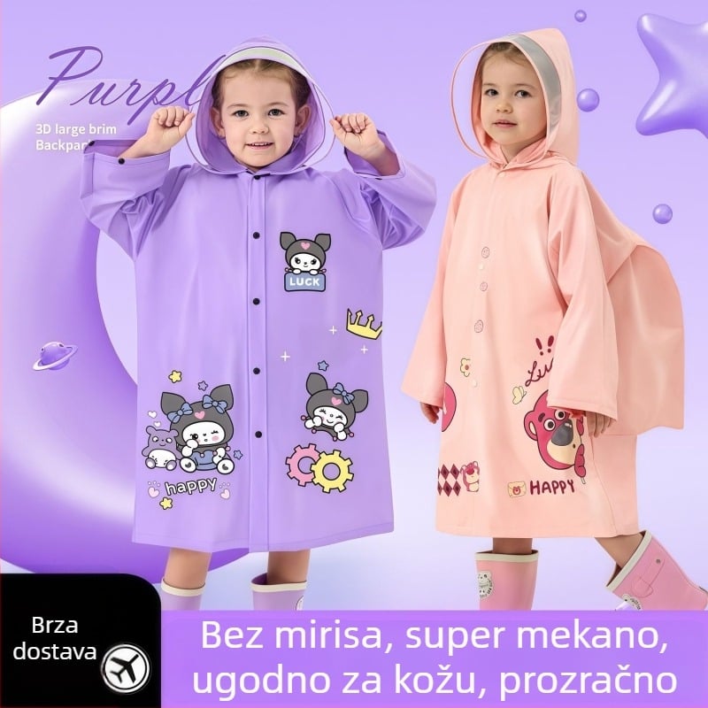 Dječje kišno pončo u stilu crtanog filma, debeli TPV vodootporni, za dijete