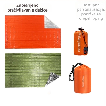 Vanjska hitna deka s izolacijom od PE aluminijske folije - prenosni alat za preživljavanje