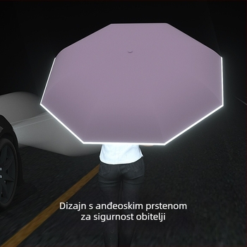Kišobran s preokretom, montiran u automobilu, dvostrukog sloja, 8 rebara, duga drška, automatsko zatvaranje
