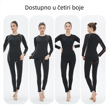 Ženski skijaški set s brzo sušećim termalnim donjim rubljem za jesen/zimu, kompresijski visok elastičan kroj, pogodan za jogu i fitness, s fleece podstavom