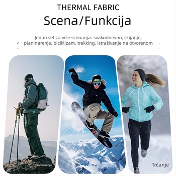 Ženski skijaški set s brzo sušećim termalnim donjim rubljem za jesen/zimu, kompresijski visok elastičan kroj, pogodan za jogu i fitness, s fleece podstavom