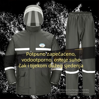Set kišnog ponča i hlača, split dizajn, PVC tkanina s PU premazom, debeli stil, za odrasle bicikliste