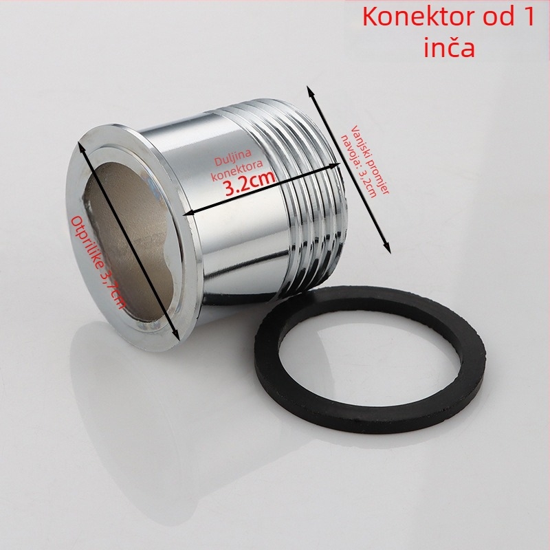 Peda potpuno upravljana slavina za ispiranje s 1-inčnim koljenastim priključkom za urin, dekorativni kromirani poklopac — čelik, navoj, moderan minimalistički dizajn