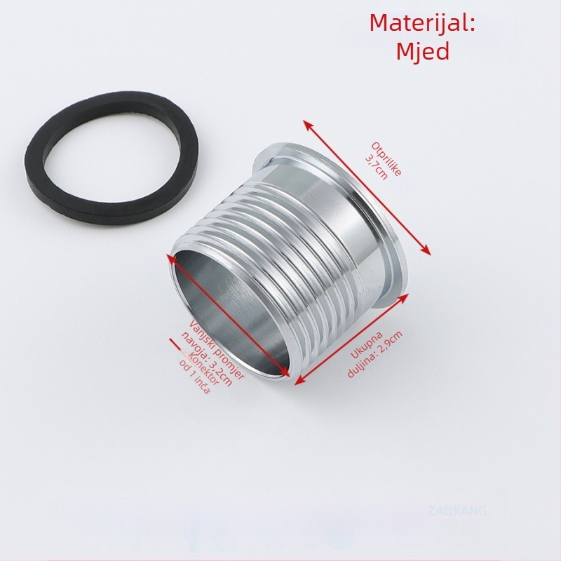 Peda potpuno upravljana slavina za ispiranje s 1-inčnim koljenastim priključkom za urin, dekorativni kromirani poklopac — čelik, navoj, moderan minimalistički dizajn