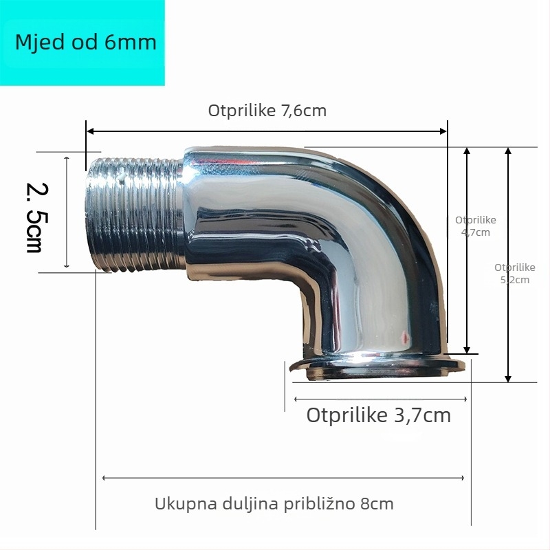 Peda potpuno upravljana slavina za ispiranje s 1-inčnim koljenastim priključkom za urin, dekorativni kromirani poklopac — čelik, navoj, moderan minimalistički dizajn