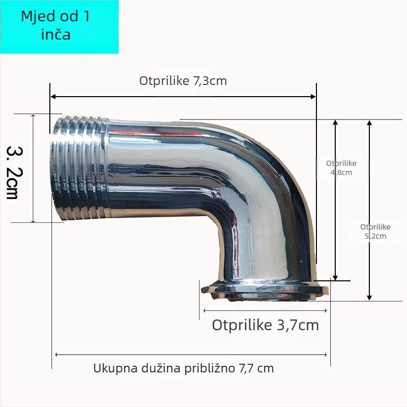 Peda potpuno upravljana slavina za ispiranje s 1-inčnim koljenastim priključkom za urin, dekorativni kromirani poklopac — čelik, navoj, moderan minimalistički dizajn