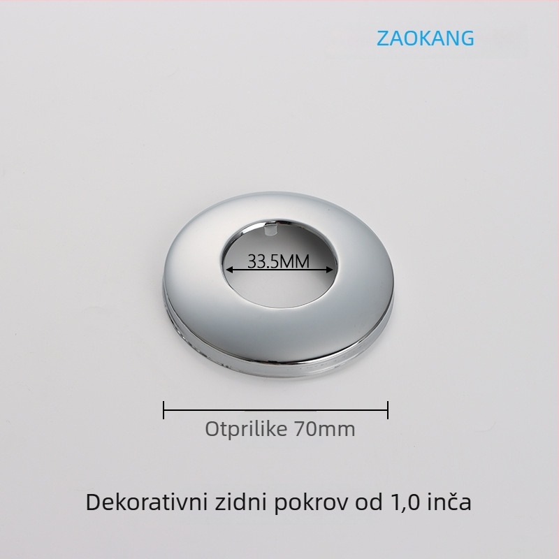Peda potpuno upravljana slavina za ispiranje s 1-inčnim koljenastim priključkom za urin, dekorativni kromirani poklopac — čelik, navoj, moderan minimalistički dizajn