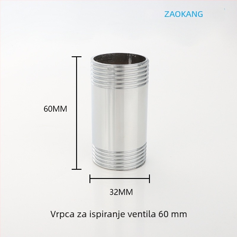 Peda potpuno upravljana slavina za ispiranje s 1-inčnim koljenastim priključkom za urin, dekorativni kromirani poklopac — čelik, navoj, moderan minimalistički dizajn