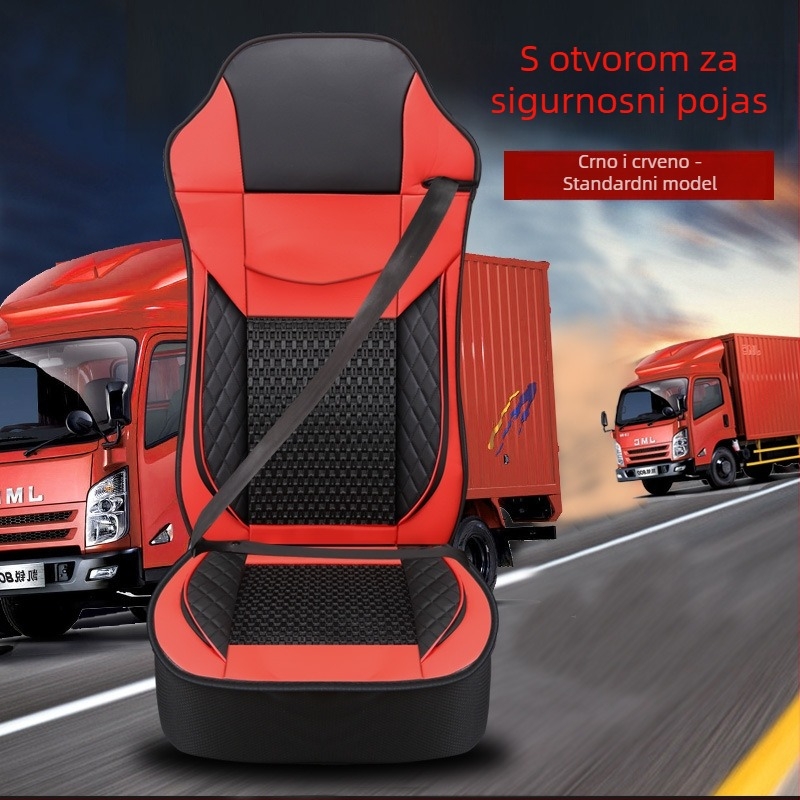 Pokrov za sjedalo teškog kamiona – prednja sjedala (glavni i suvozač) – univerzalno za sve sezone; PU kožna površina; punjenje od svile; šivanje s rubom (hemming); poslovni stil