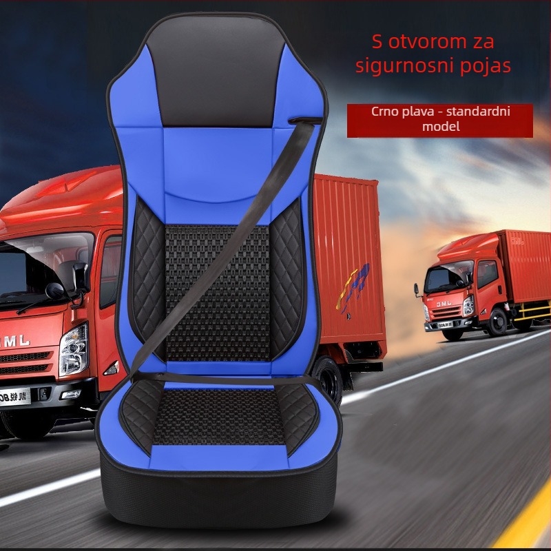 Pokrov za sjedalo teškog kamiona – prednja sjedala (glavni i suvozač) – univerzalno za sve sezone; PU kožna površina; punjenje od svile; šivanje s rubom (hemming); poslovni stil
